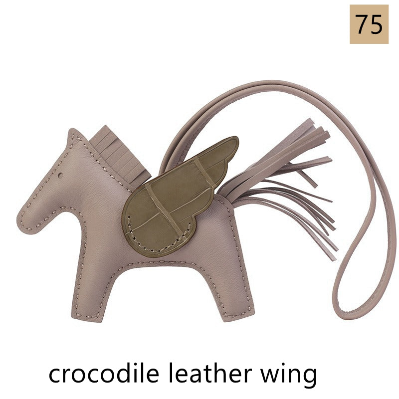 Lambskin Leather Bag Charm, Mini Flying Horse