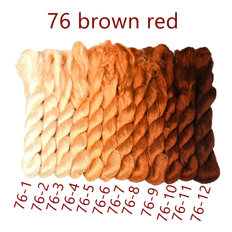 100% Mulberry Silk Embroidery Thread Skeins, Red Colors, 400meters