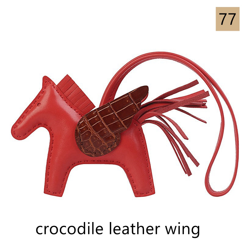 Lambskin Leather Bag Charm, Mini Flying Horse