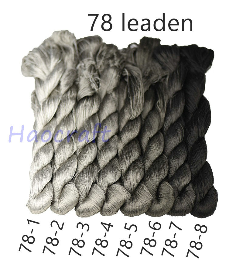 100% Mulberry Silk Embroidery Thread Skeins, Gray, Black, White, 400meters