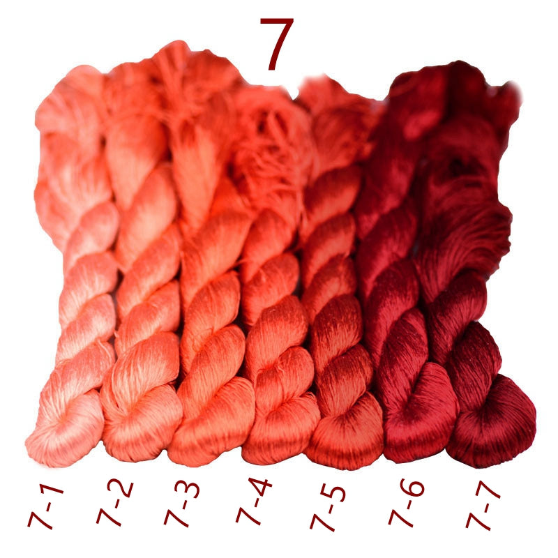 100% Mulberry Silk Embroidery Thread Skeins, Red Colors, 400meters