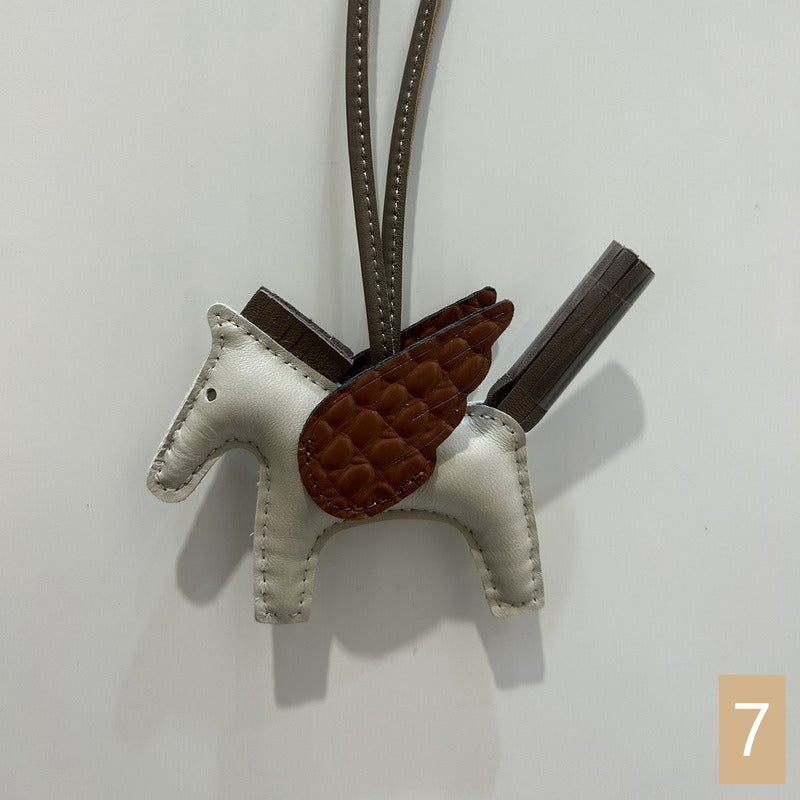 Lambskin Leather Bag Charm, Mini Flying Horse