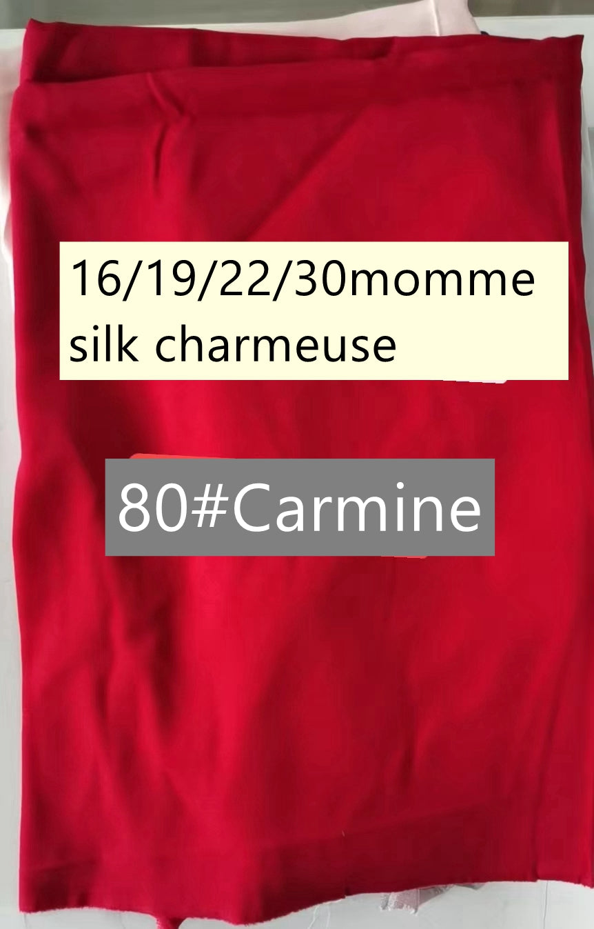 16/19/22/30 Momme Seiden-Charmeuse-Stoff, 96 Uni-Farben, Breite 114 cm/45 Zoll