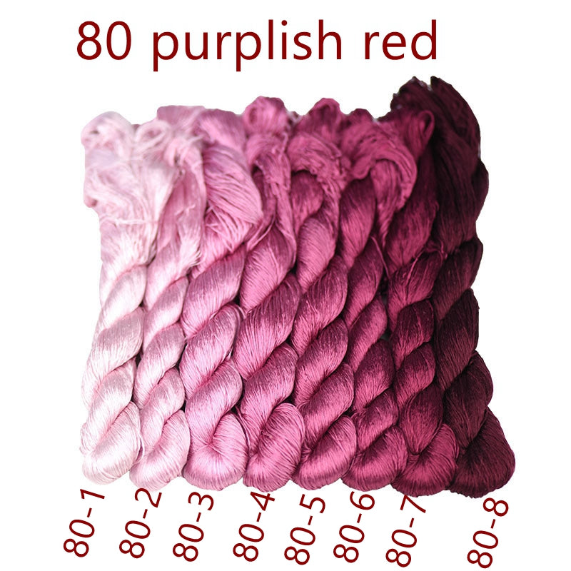 100% Mulberry Silk Embroidery Thread Skeins, Red Colors, 400meters