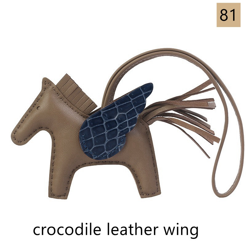 Lambskin Leather Bag Charm, Mini Flying Horse