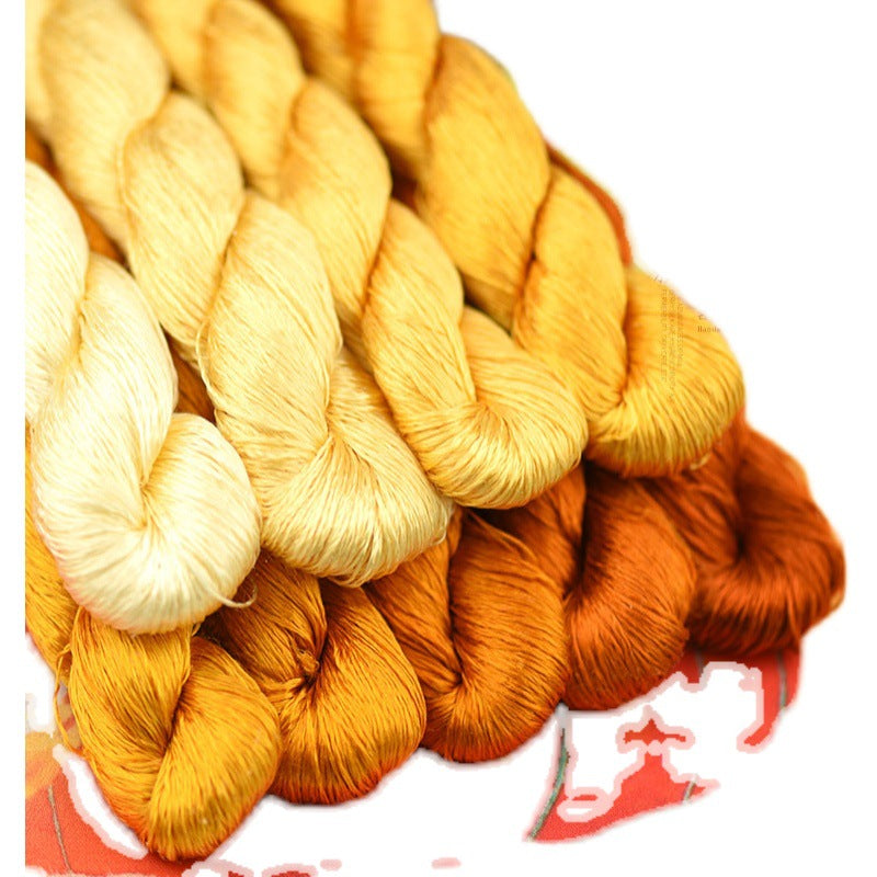 100% Mulberry Silk Embroidery Thread Skeins, Brown, Orange colors