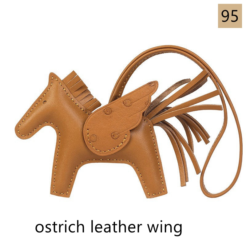 Lambskin Leather Bag Charm, Mini Flying Horse, with crocodile leather wing