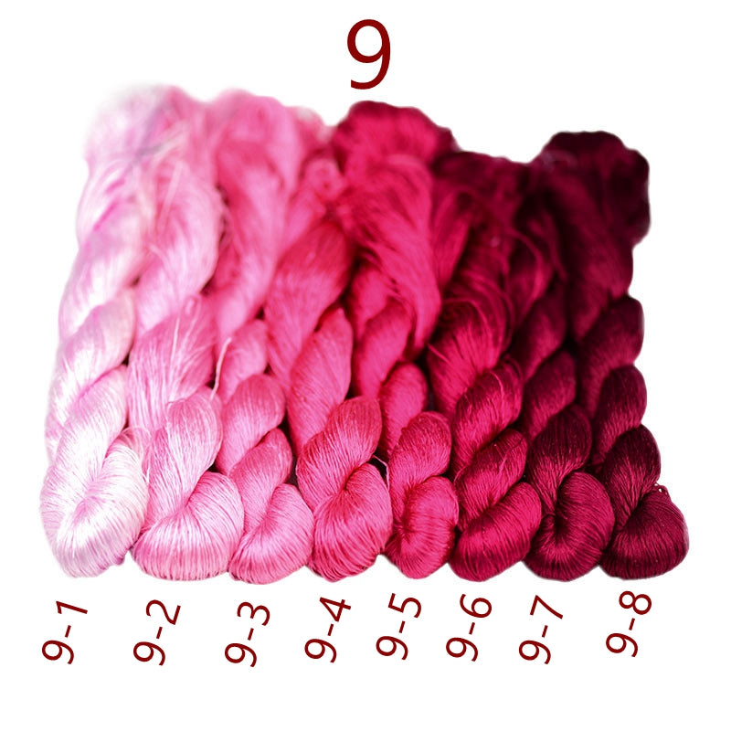 100% Mulberry Silk Embroidery Thread Skeins, Red Colors, 400meters