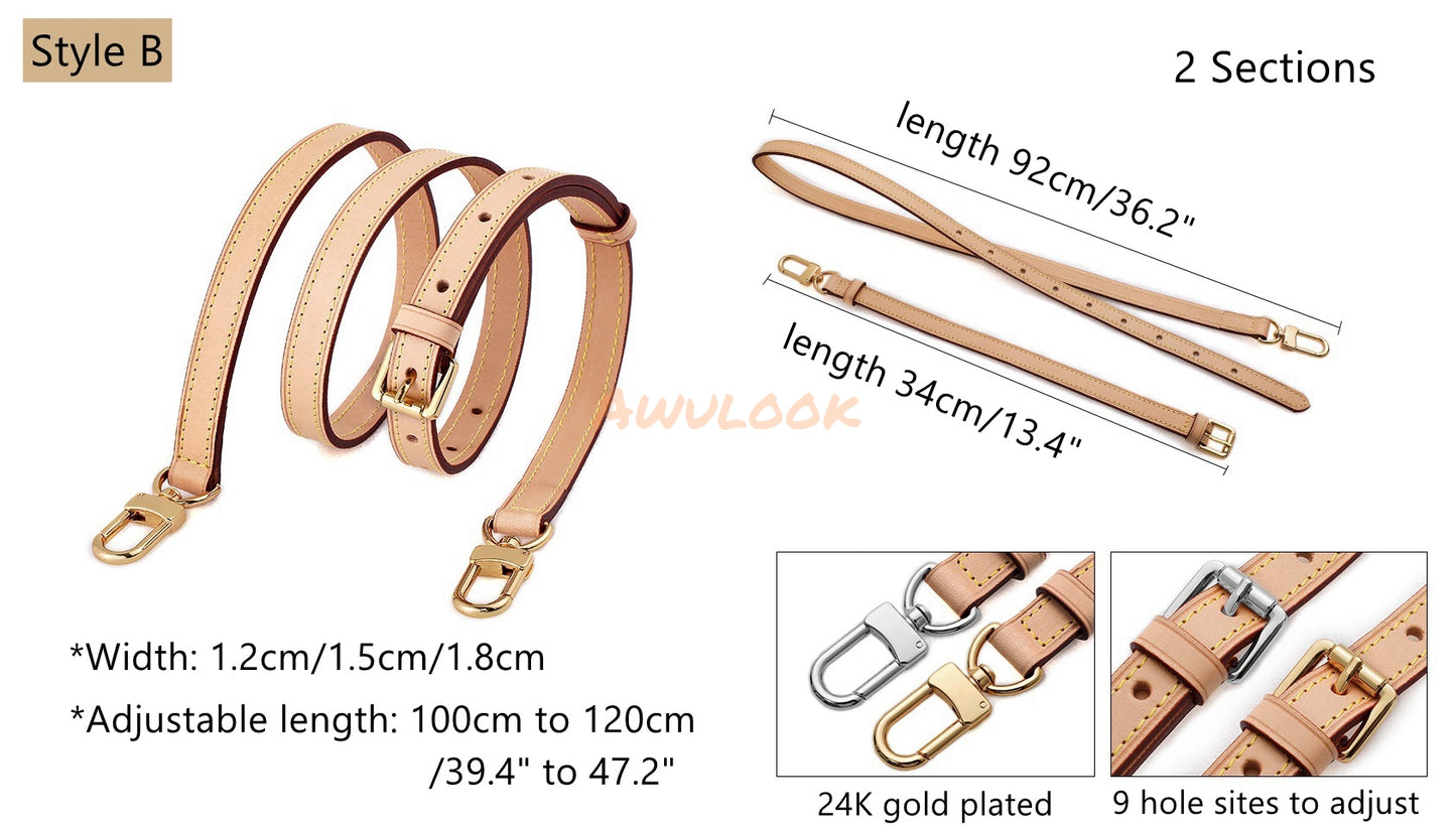 Vachetta Leather Bag Strap-Apricot, Multi Styles, Neverful bag acc