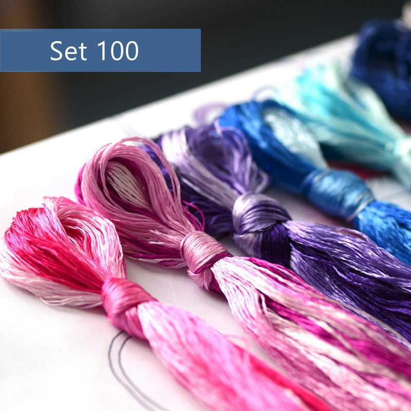 100% Mulberry Silk Embroidery Thread Skeins - Set50/100/200