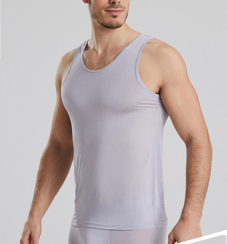 Men Mulberry Silk Tank Top, 100% silk - Awulook