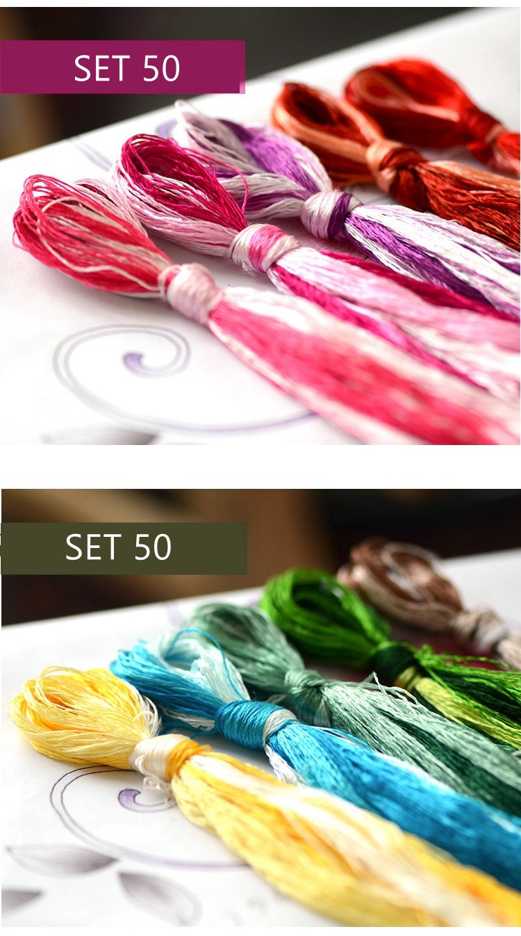 100% Mulberry Silk Embroidery Thread Skeins - Set50/100/200