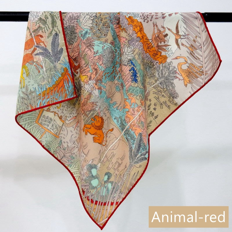 70cm Square Silk Cashmere Scarf, Double-sided printed