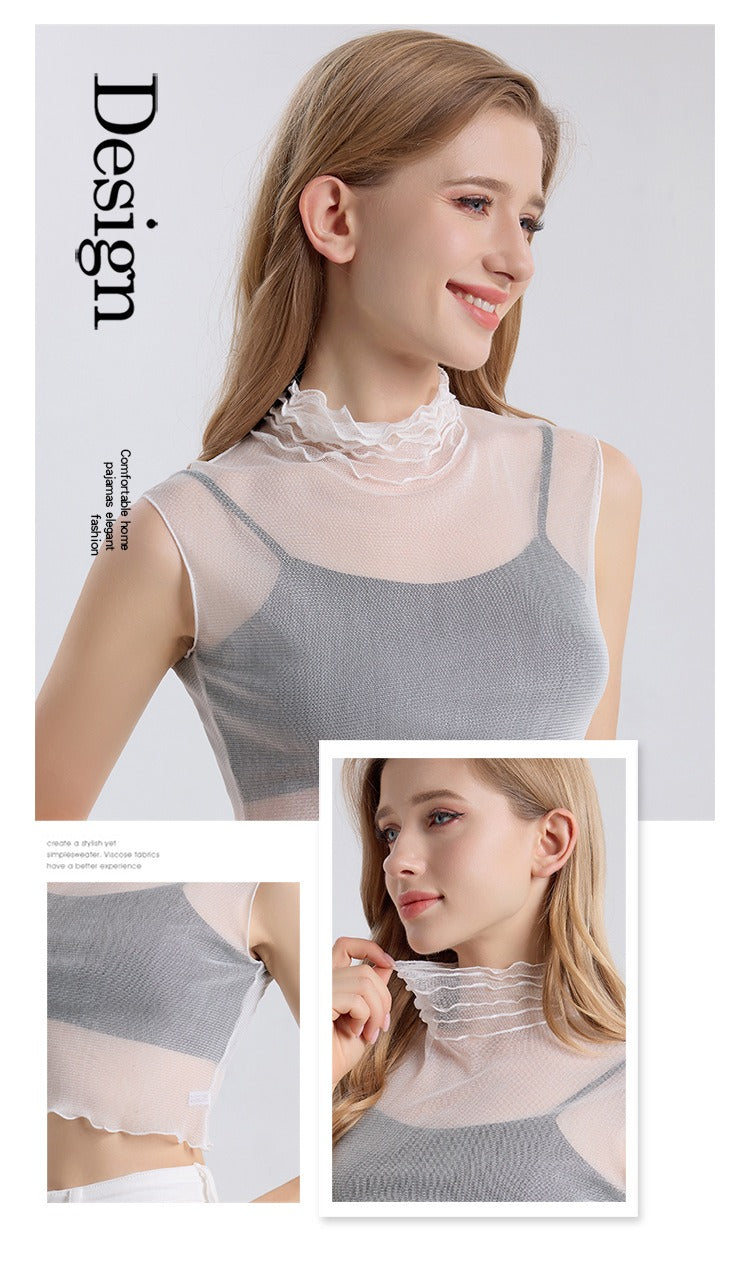 Silk Detachable Collar, Sweater Base Shirt, Solid colors