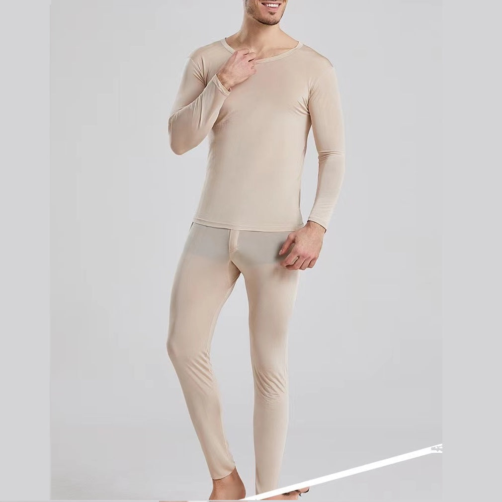 Men 100% Mulberry Silk Lightweight Thermal Underwear/Long sleeve undershirt