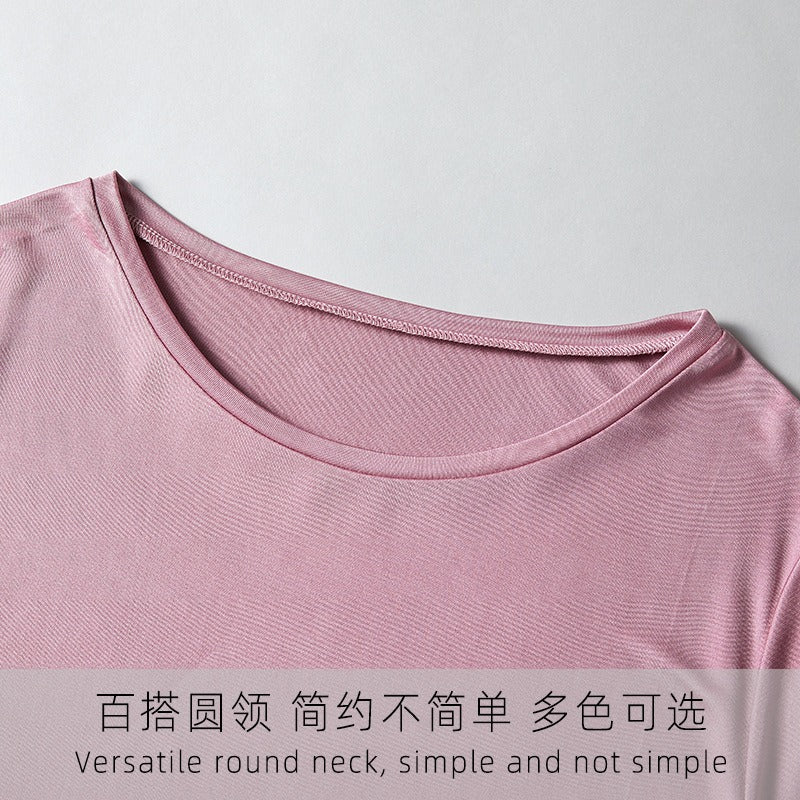 Women 100% Silk T-shirt, Round Neck