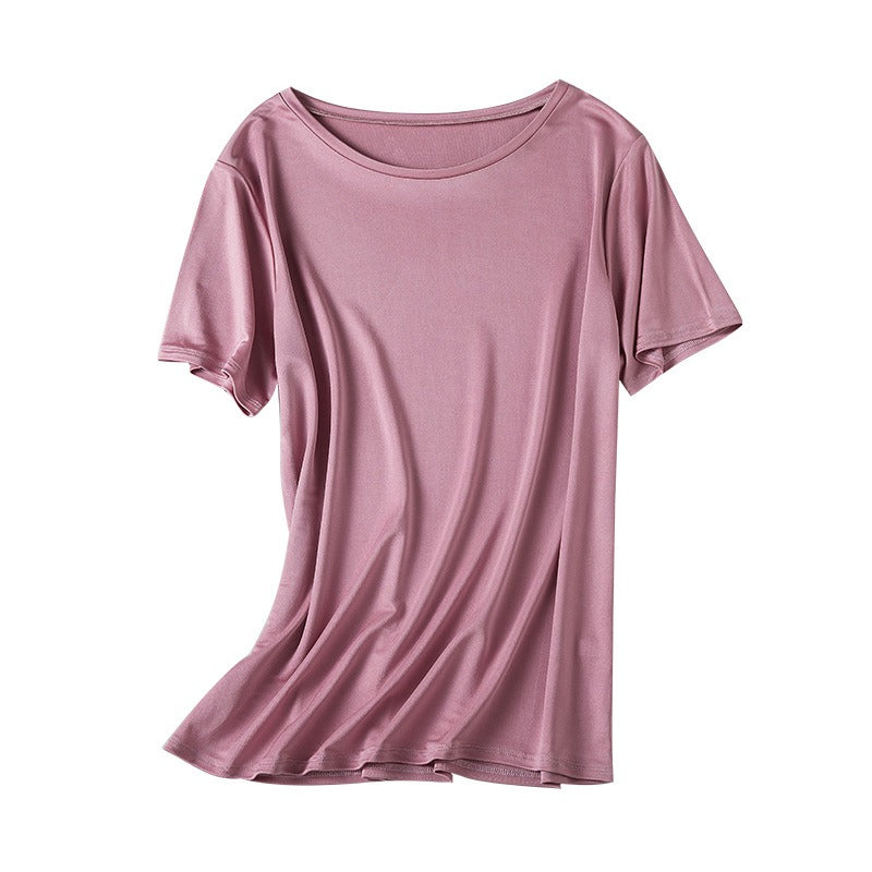 Women 100% Silk T-shirt, Round Neck