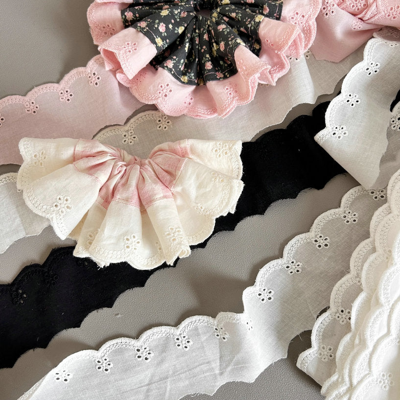 Cotton Lace Trim, Eyelet Embroidery Cotton Lace, DIY Lace Scrunchie