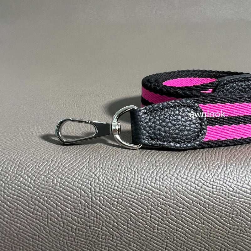 Custom 1"/25mm Canvas Bag Strap for Evelyne/Kelly- magenta black stripe