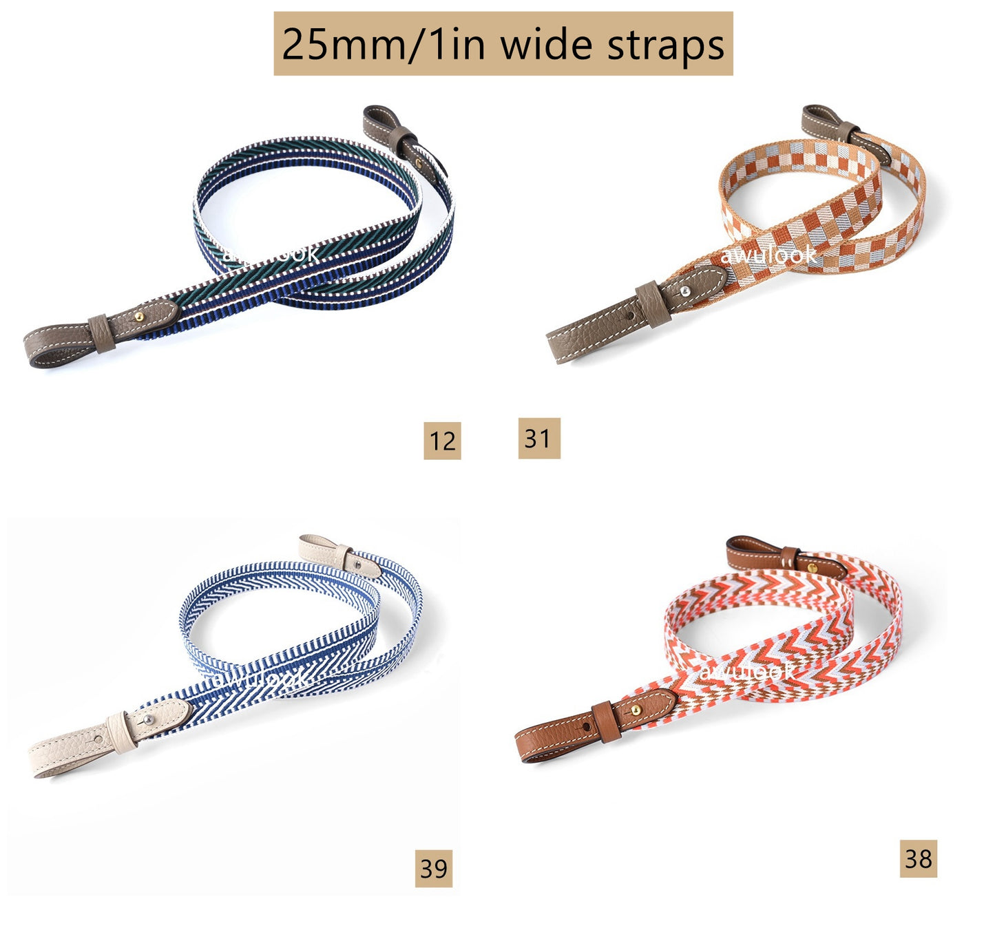 Customized 5cm/2" Widen Canvas Bag Strap for lindy/evelyne/kelly/picotin