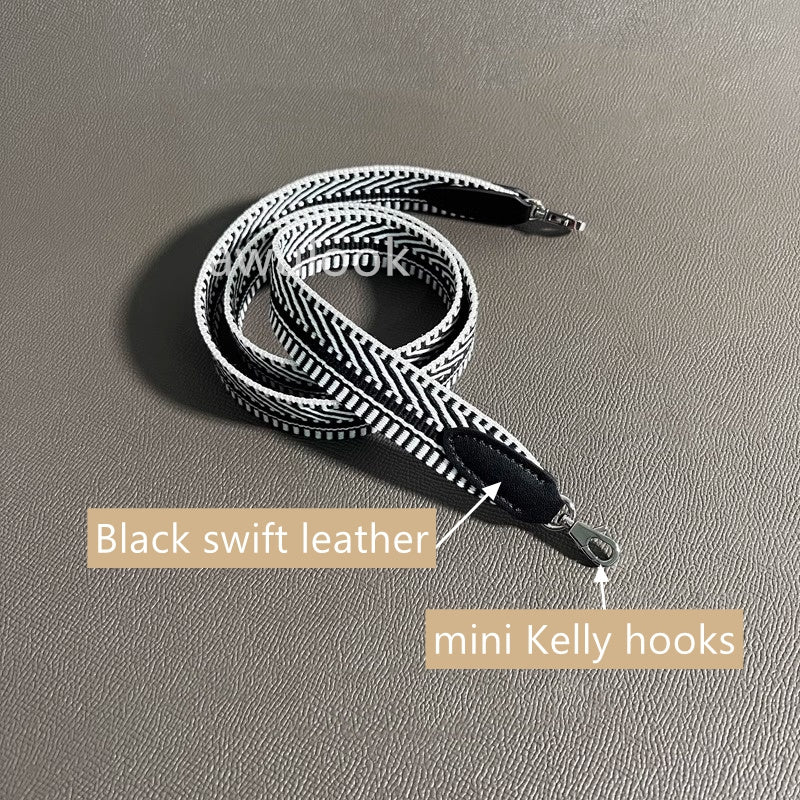 Custom 1"/25mm Canvas Bag Strap for mini Kelly- black white