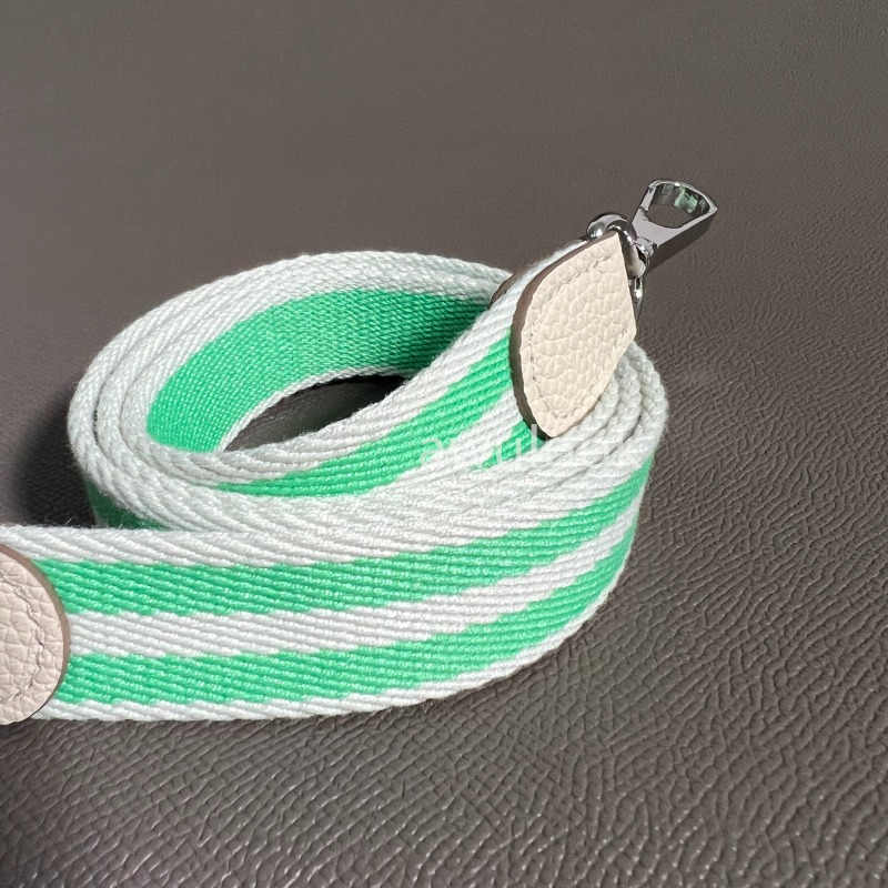 Custom 1"/25mm Canvas Bag Strap for Evelyne/Kelly bag- green white stripe