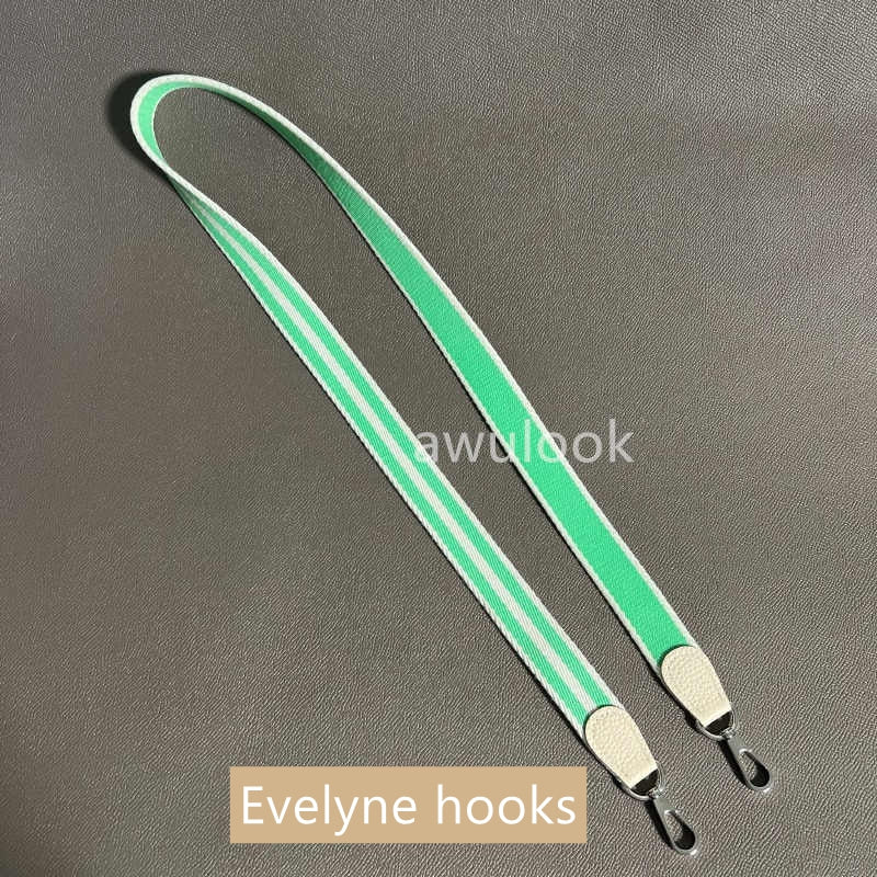 Custom 1"/25mm Canvas Bag Strap for Evelyne/Kelly bag- green white stripe