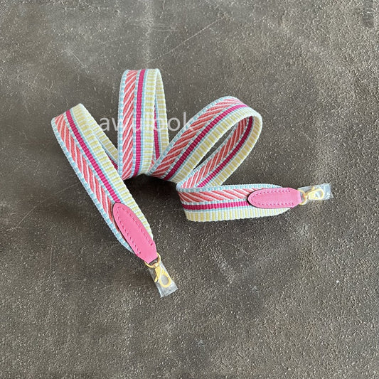 Custom 1"/25mm Canvas Bag Strap for mini Kelly- pink yellow