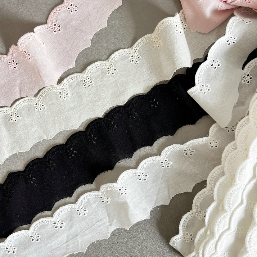 Cotton Lace Trim, Eyelet Embroidery Cotton Lace, DIY Lace Scrunchie