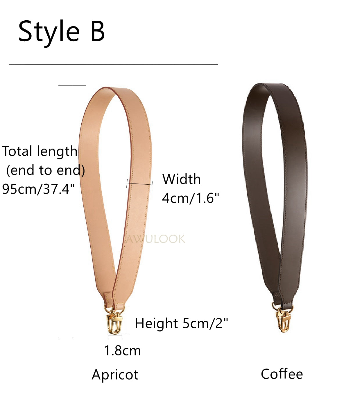 Bandoulière en cuir Vachetta élargie de 4 cm pour Neverfull/Neo NM/BB