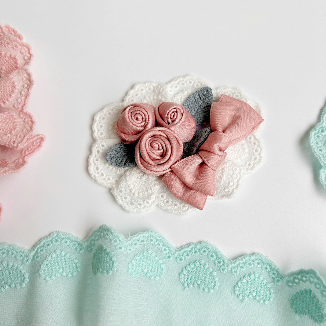 Cotton Lace Trim, Eyelet Embroidery Cotton Lace, DIY Lace Scrunchie-Heart