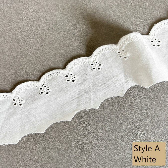 Cotton Lace Trim, Eyelet Embroidery Cotton Lace, DIY Lace Scrunchie