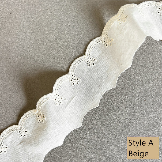 Cotton Lace Trim, Eyelet Embroidery Cotton Lace, DIY Lace Scrunchie