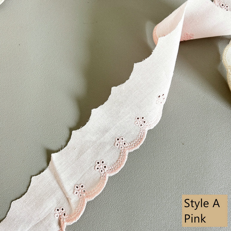 Cotton Lace Trim, Eyelet Embroidery Cotton Lace, DIY Lace Scrunchie