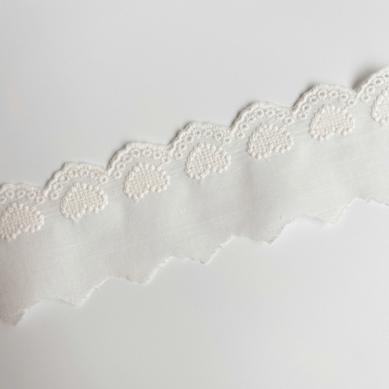 Cotton Lace Trim, Eyelet Embroidery Cotton Lace, DIY Lace Scrunchie-Heart