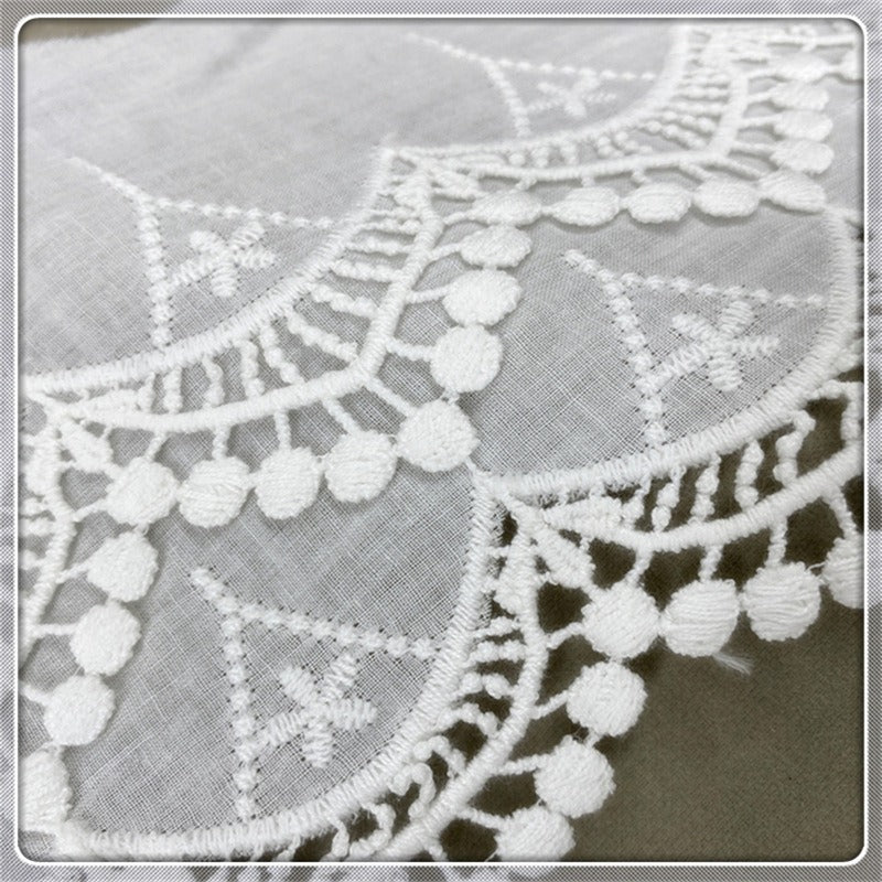 Embroidered Cotton Lace Trim, Scalloped Border Trim