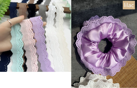 Cotton Lace Trim, Eyelet Embroidery Cotton Lace, DIY Lace Scrunchie