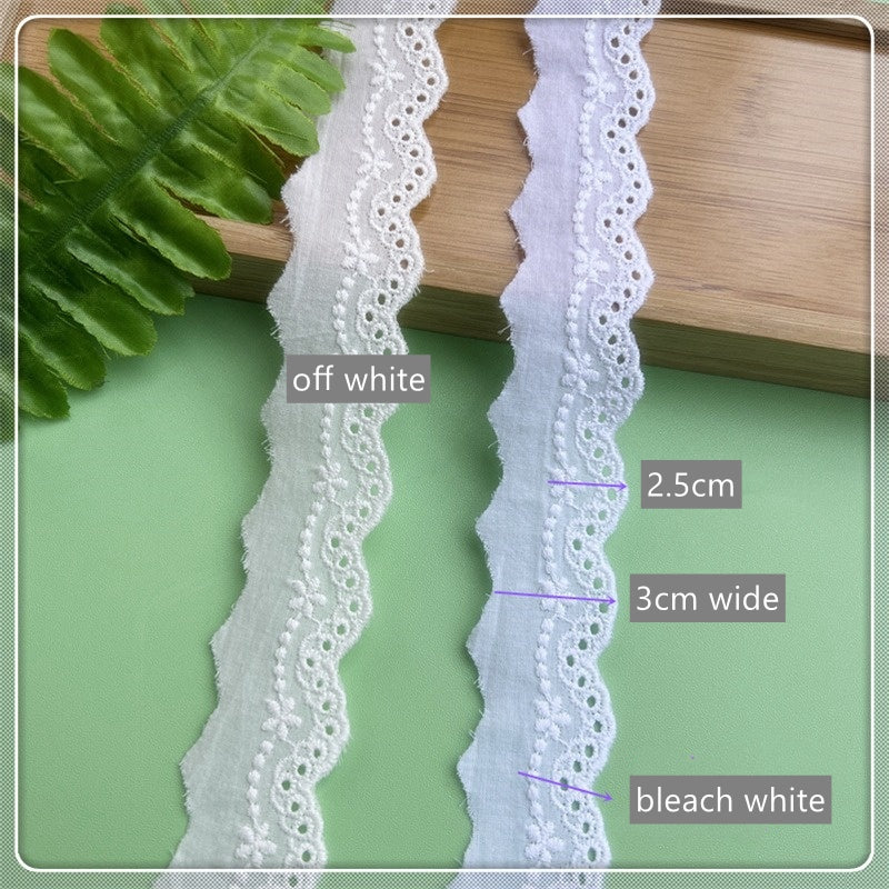 Cotton Lace Trim, Eyelet Embroidery Cotton Lace, DIY Lace Scrunchie