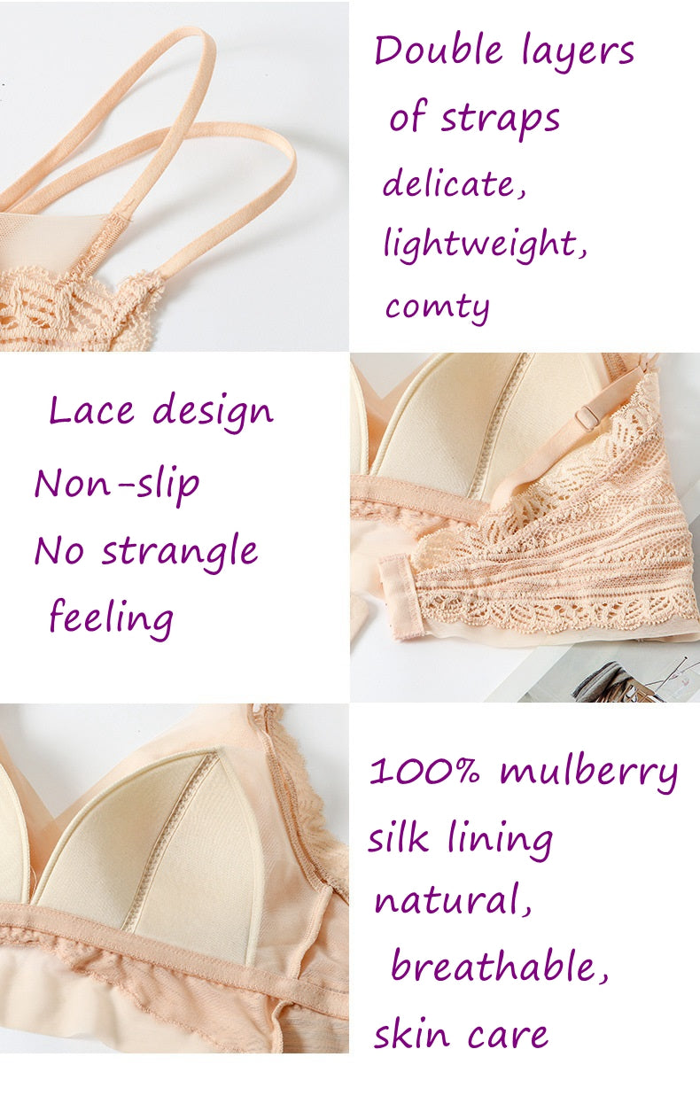 French Boho Silk Lace bra - Awulook