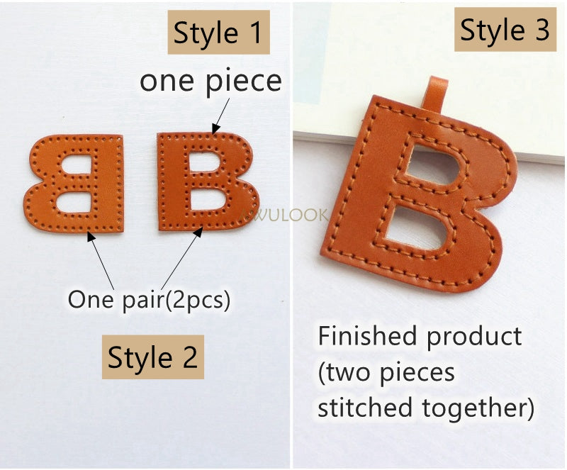 Taschenanhänger mit Buchstaben/Anfangsbuchstaben aus echtem Leder