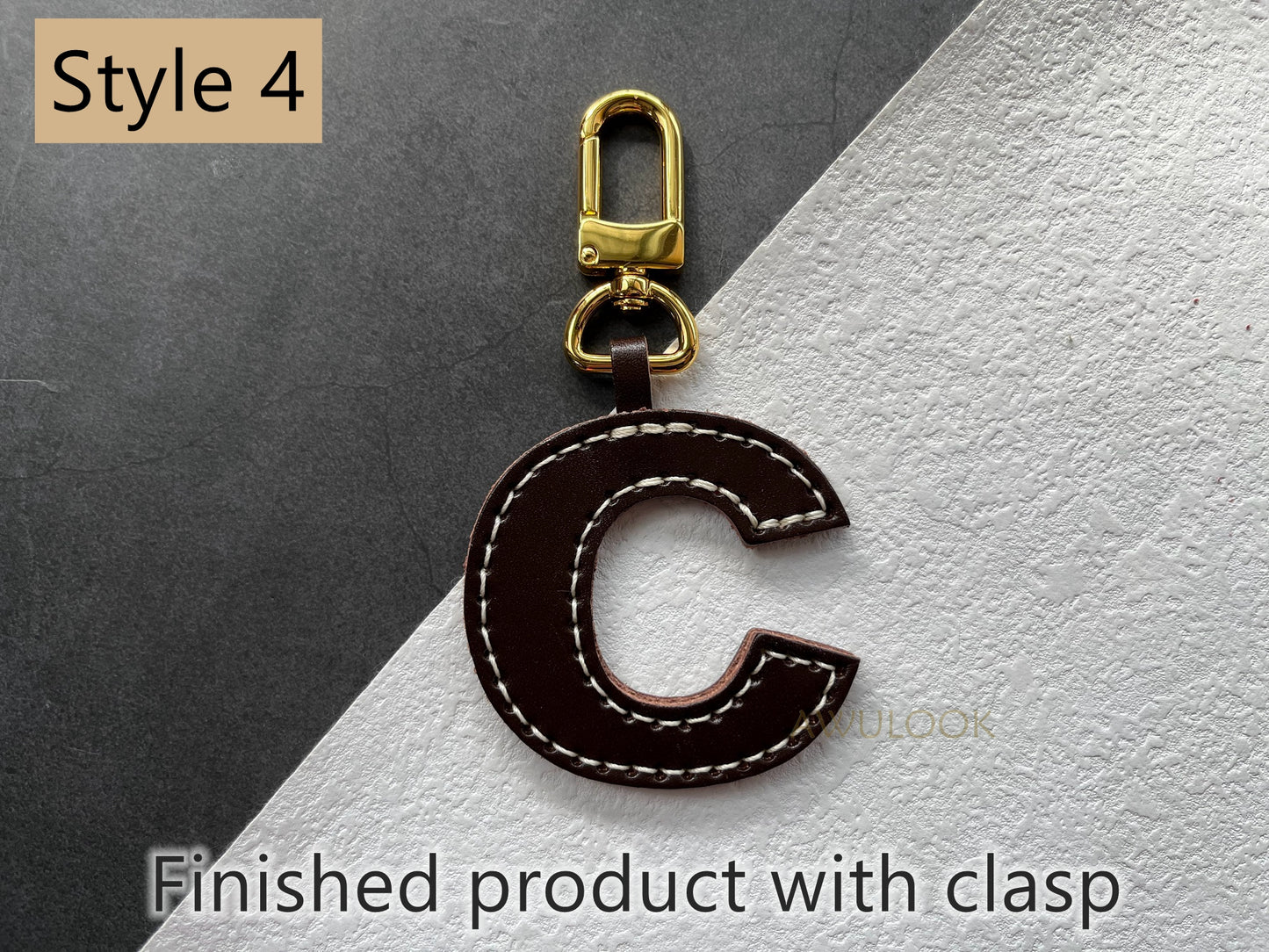 Genuine Leather Letter/Initial bag charm