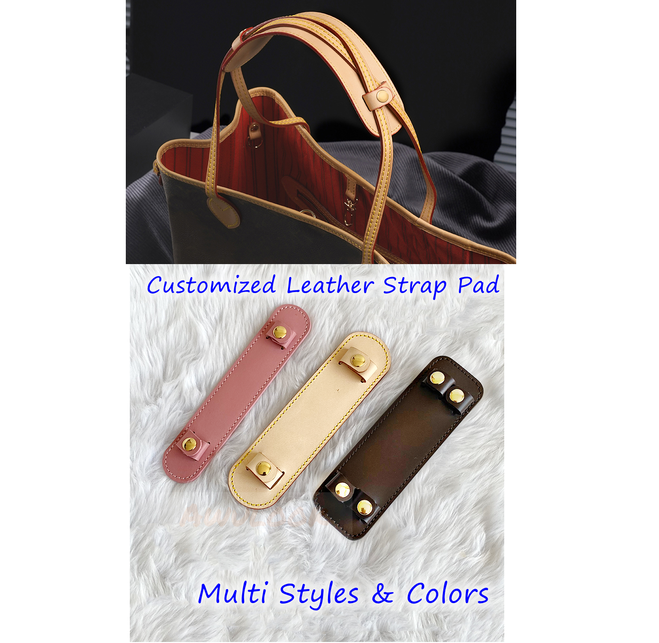 Customized Leather Shoulder Strap Pad for Neverfull