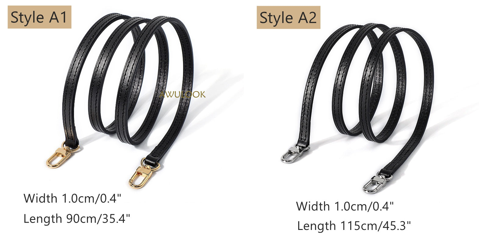 Black Vachetta Leather Crossbody Straps - Awulook