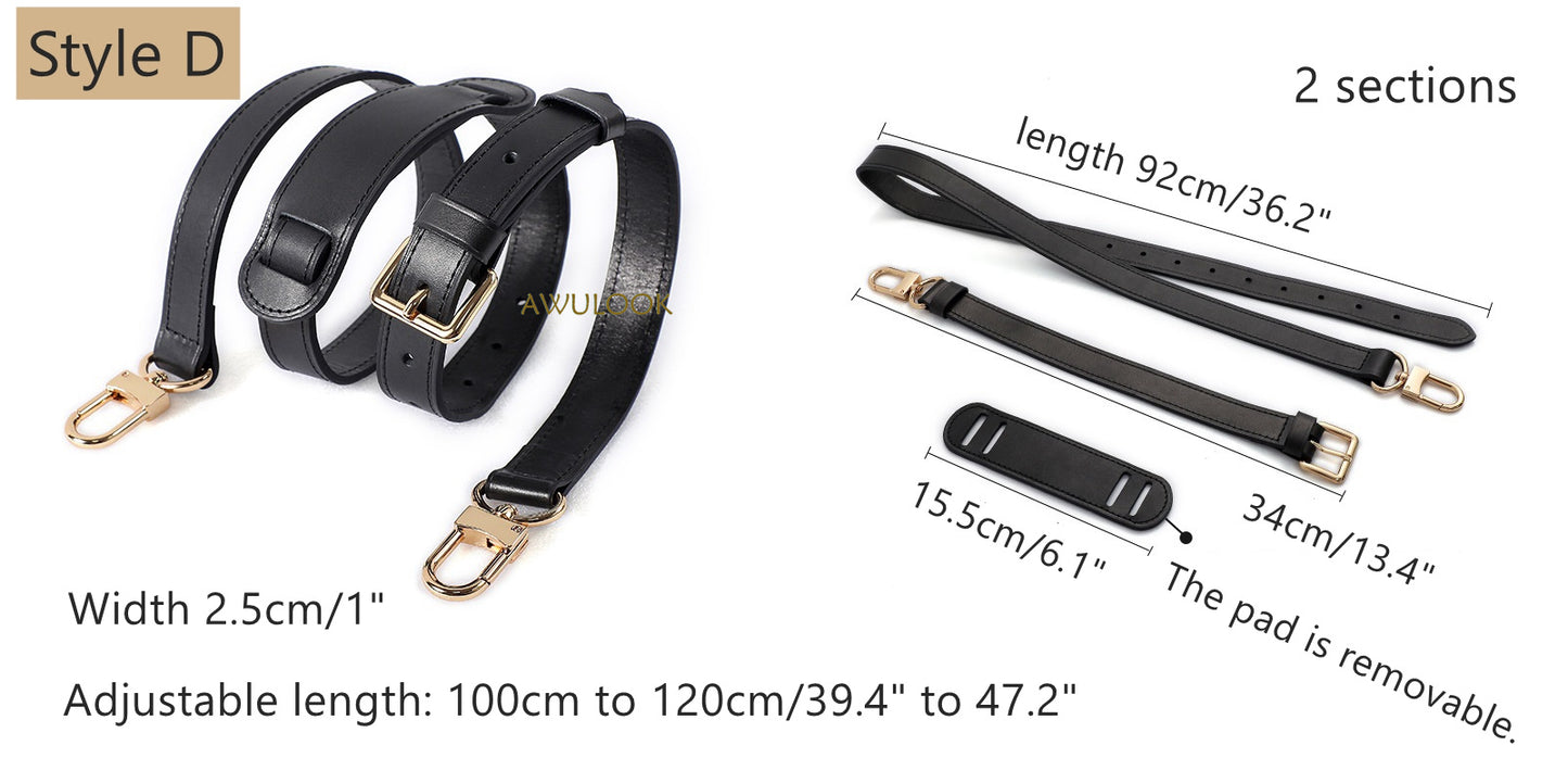 Black Vachetta Leather Crossbody Straps - Awulook