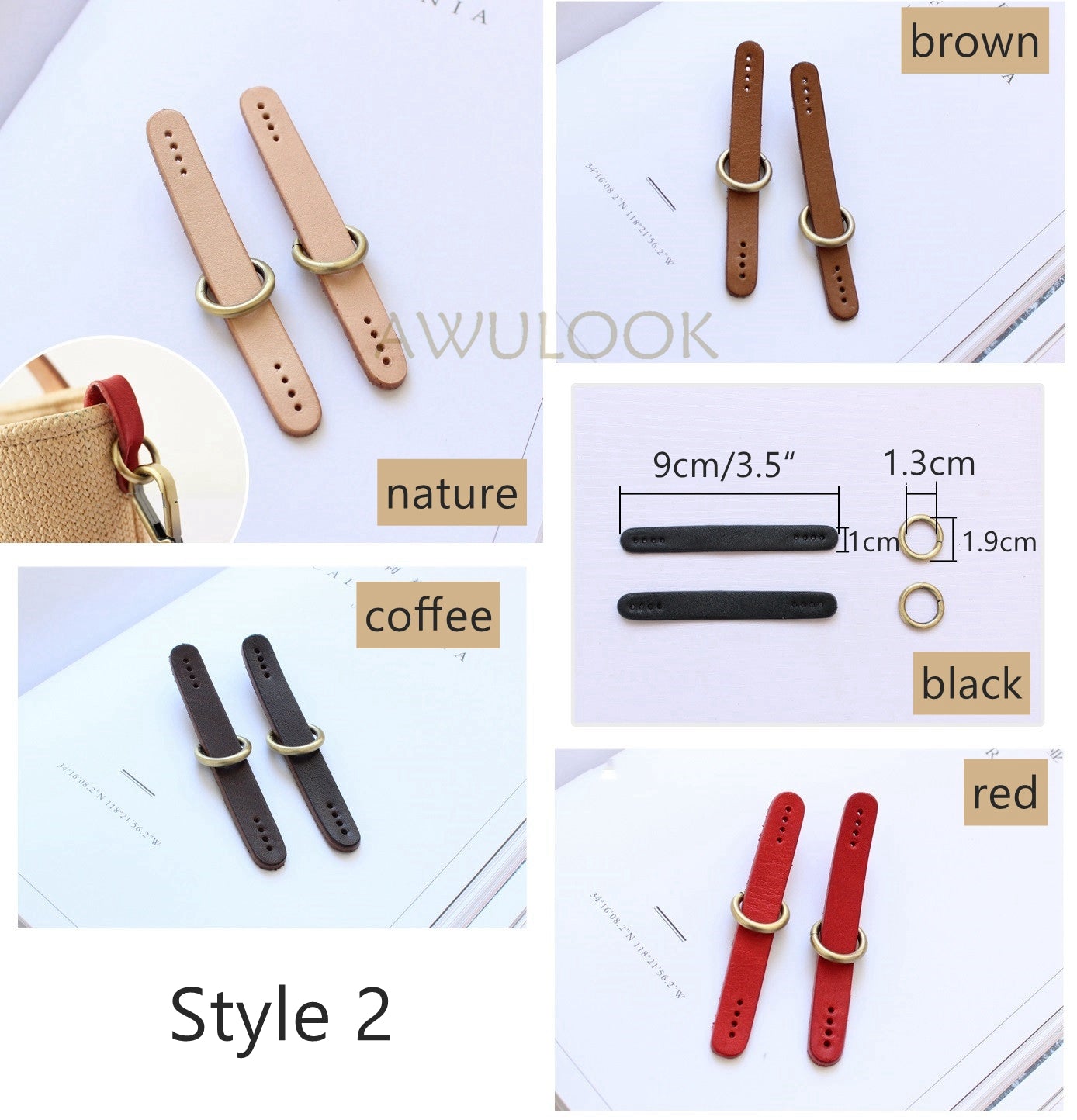 Leather Tab, Connect the Shoulder/Crossbody Strap - Awulook