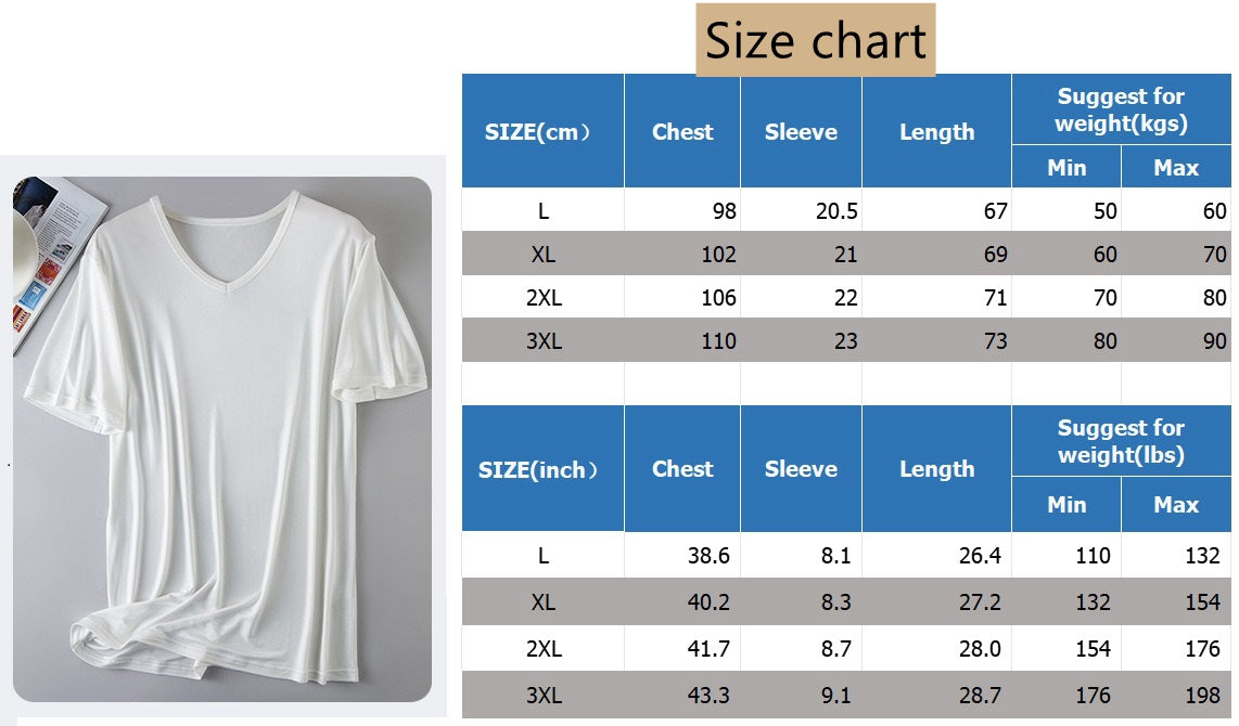 Men 100% Mulberry Silk V neck T-shirt