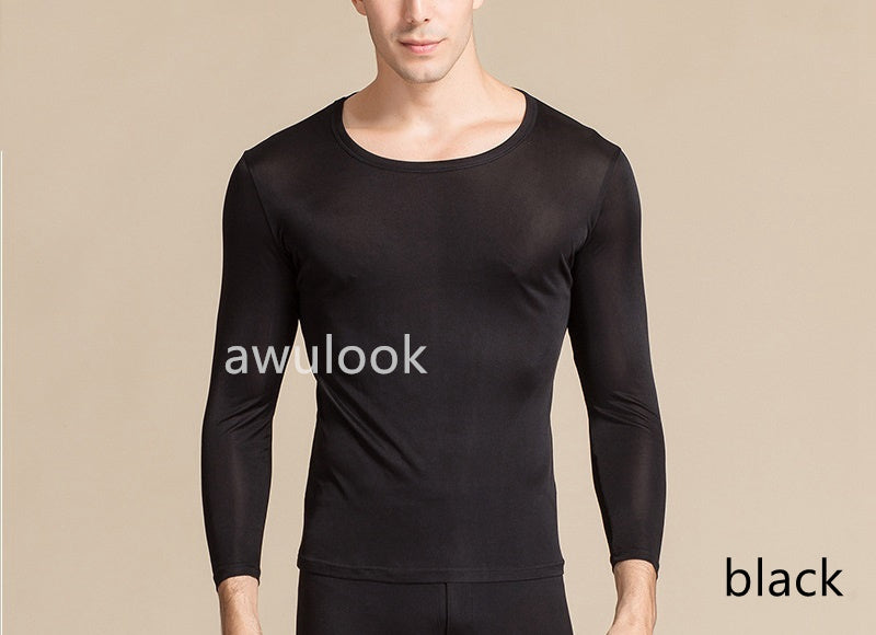 MEN Mulberry Silk Thermal Set/Leggings/Shirts, Round neck