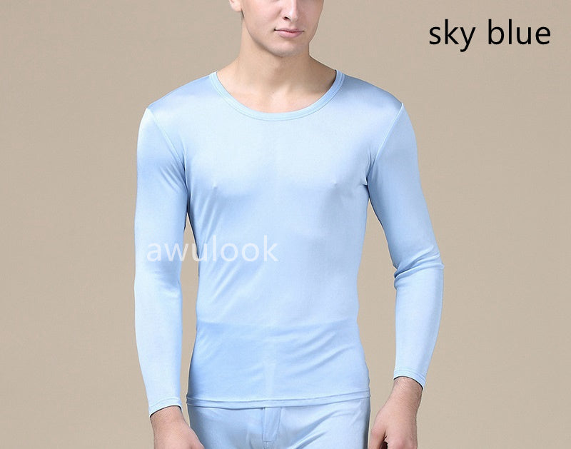 MEN Mulberry Silk Thermal Set/Leggings/Shirts, Round neck