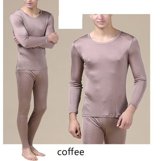 MEN Mulberry Silk Thermal Set/Leggings/Shirts, Round neck