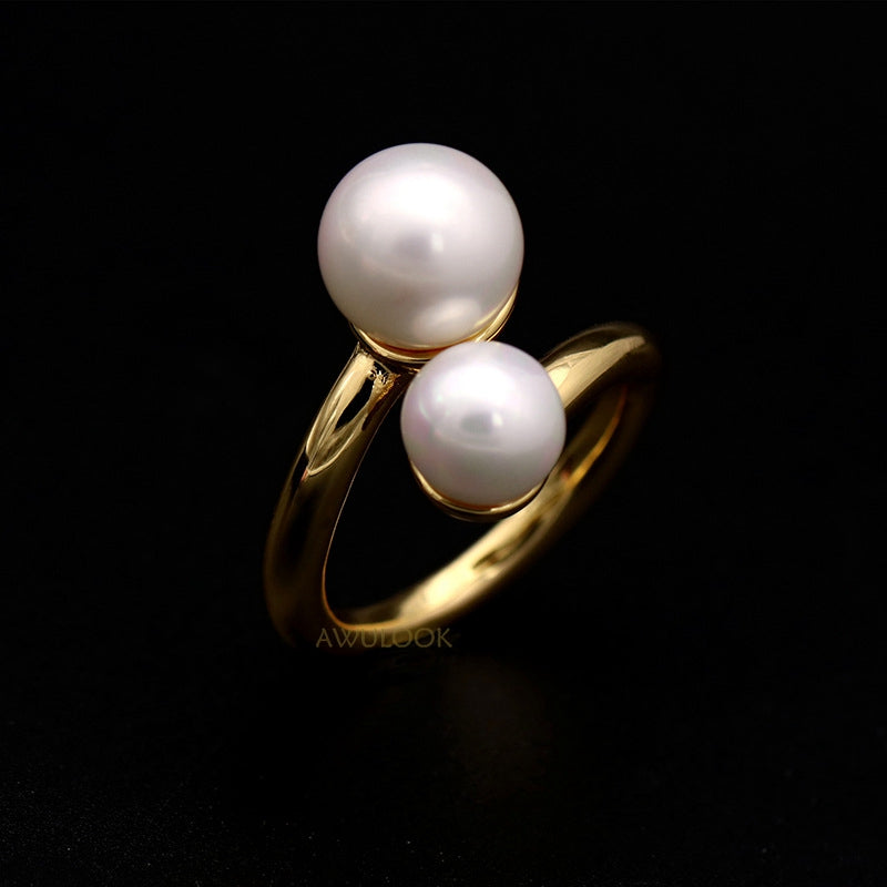 Gold Plated Pearl Scarf Rings - Awulook